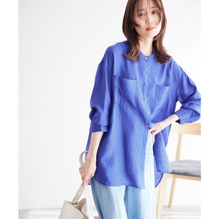 バンドカラーポケットシアーシャツ[品番：RPCW0037908]｜ROPE
