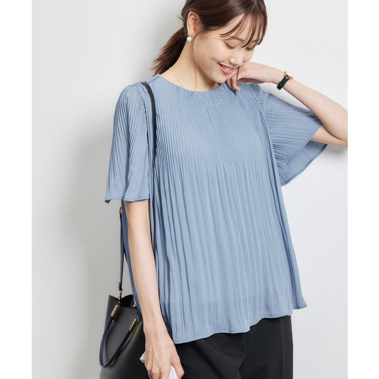 ブルー(44) | カップ付きプリーツブラウス | ROPE' PICNIC