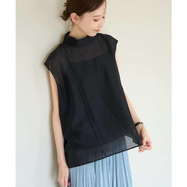 ブラック(01) | インナーつきシアーブラウス | ROPE' PICNIC