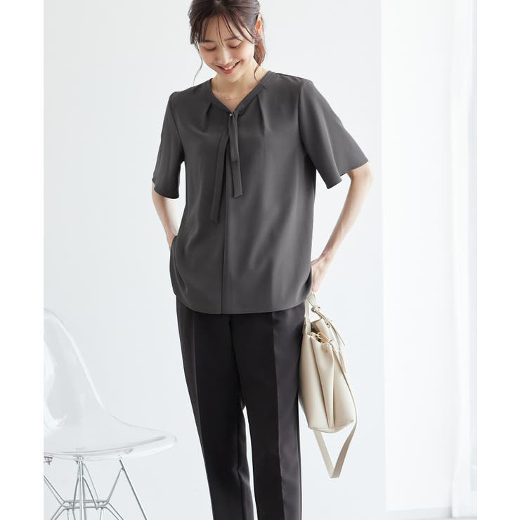 2サイズ展開/メタルボタンリボンタイハーフスリーブブラウス | ROPE' PICNIC | 詳細画像3 