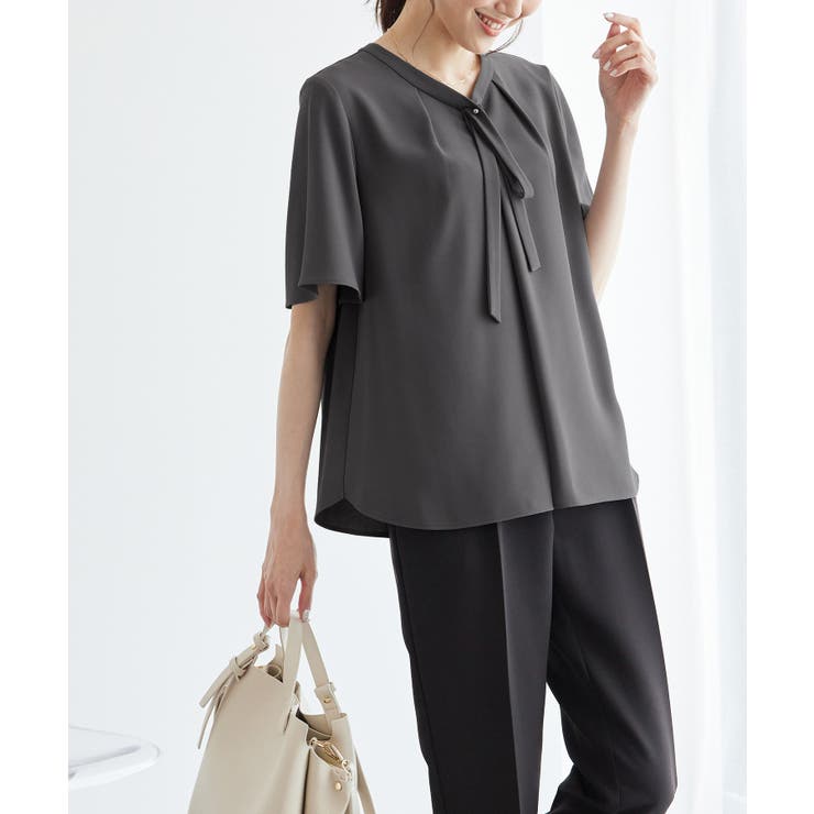 2サイズ展開/メタルボタンリボンタイハーフスリーブブラウス | ROPE' PICNIC | 詳細画像4 