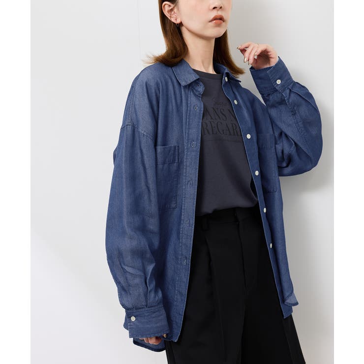 ネイビー(40) | シャンブレーデニム調シャツ | ROPE' PICNIC