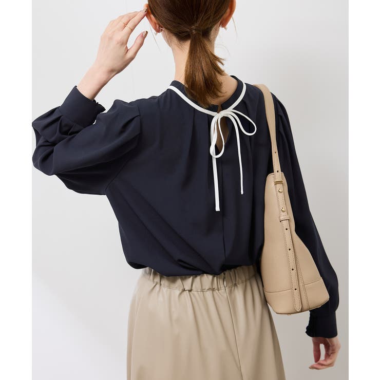 ネイビー系(41) | 【前後2WAY】【WEB限定カラー】配色リボンブラウス/通勤対応 | ROPE' PICNIC