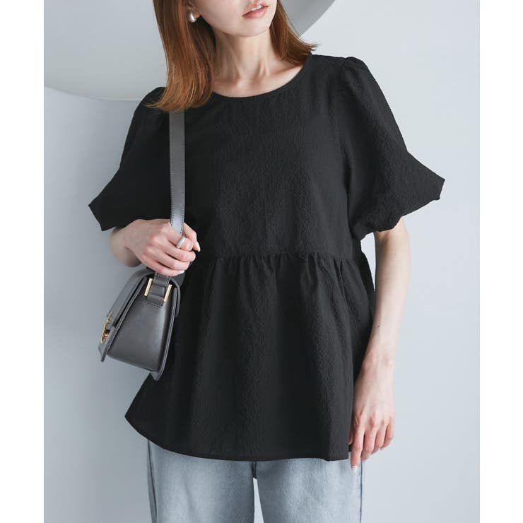 ブラック(01) | バルーンペプラムブラウス | ROPE' PICNIC