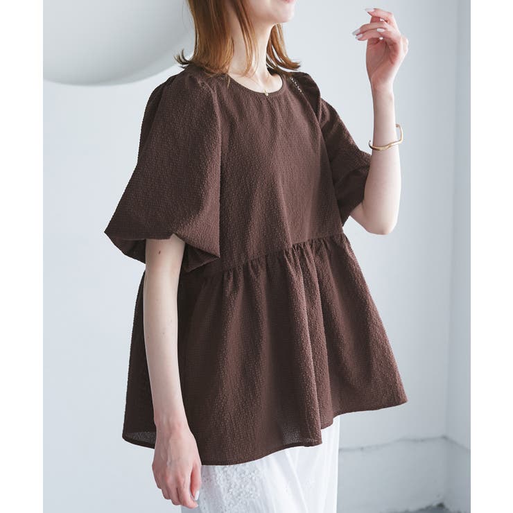 ブラウン(20) | バルーンペプラムブラウス | ROPE' PICNIC