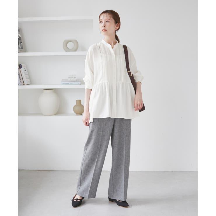 【UVケア・防シワ】羽織れるピンタックデザインペプラムシャツ | ROPE' PICNIC | 詳細画像15 