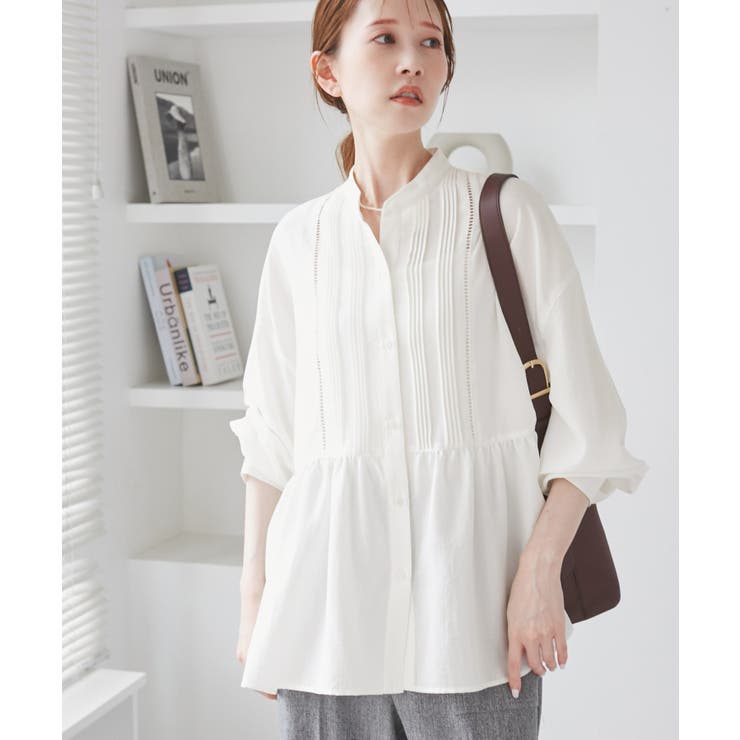 【UVケア・防シワ】羽織れるピンタックデザインペプラムシャツ | ROPE' PICNIC | 詳細画像18 