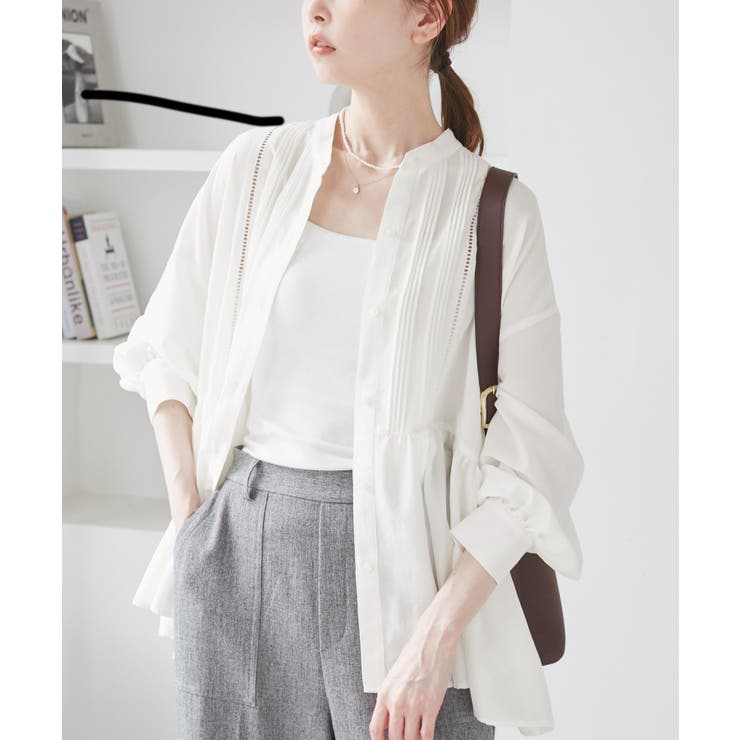 【UVケア・防シワ】羽織れるピンタックデザインペプラムシャツ | ROPE' PICNIC | 詳細画像20 