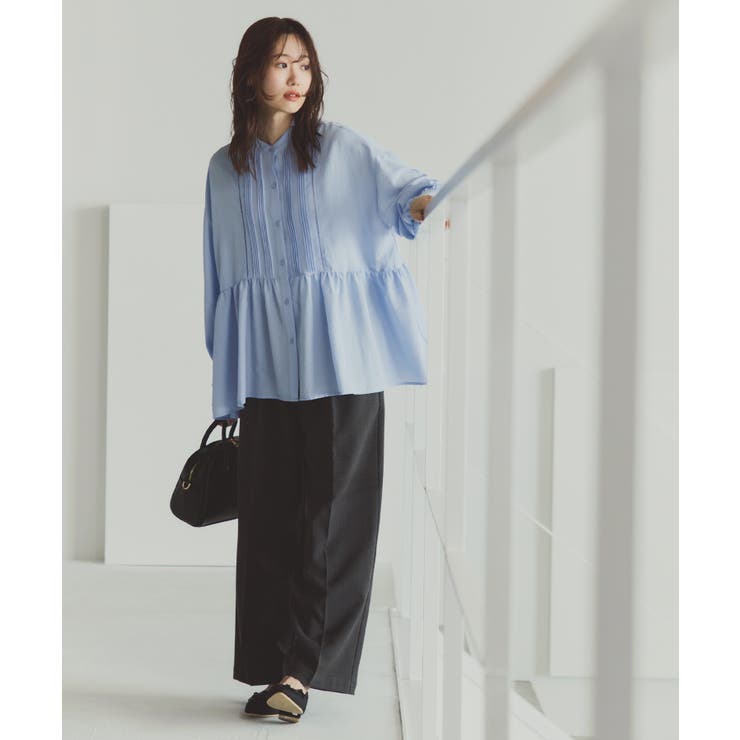 【UVケア・防シワ】羽織れるピンタックデザインペプラムシャツ | ROPE' PICNIC | 詳細画像3 