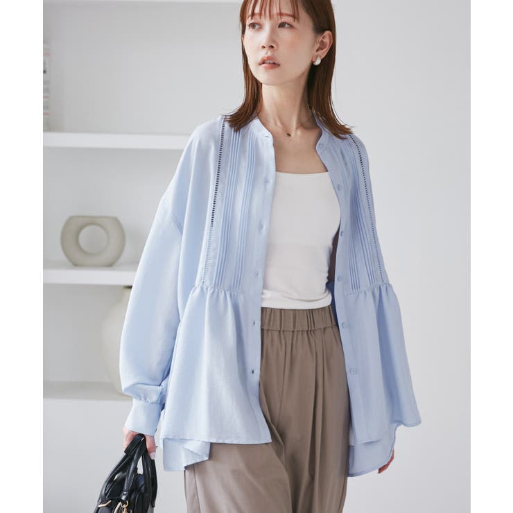 【UVケア・防シワ】羽織れるピンタックデザインペプラムシャツ | ROPE' PICNIC | 詳細画像30 