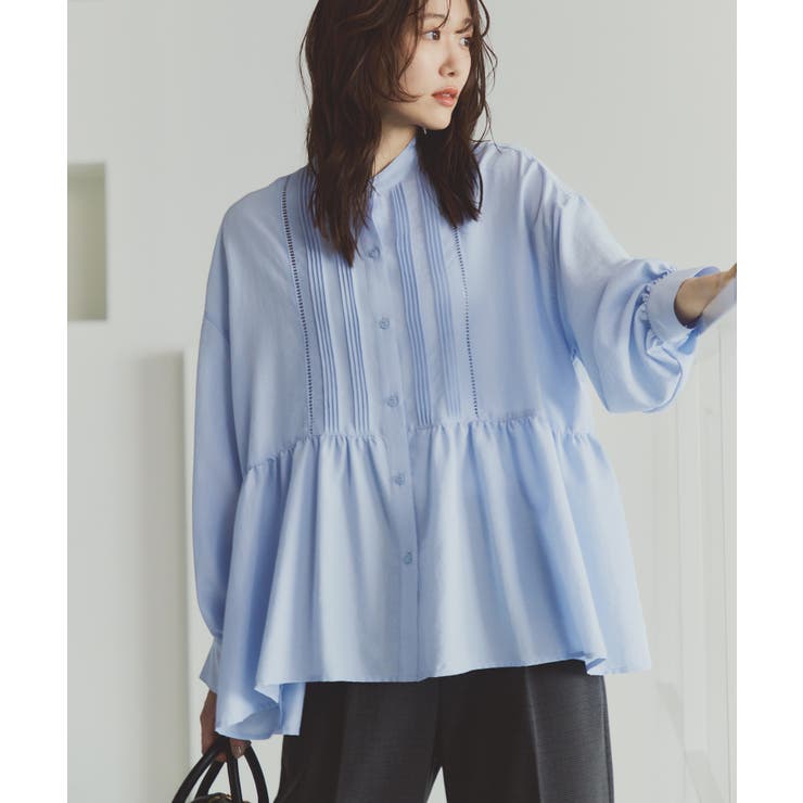 【UVケア・防シワ】羽織れるピンタックデザインペプラムシャツ | ROPE' PICNIC | 詳細画像4 