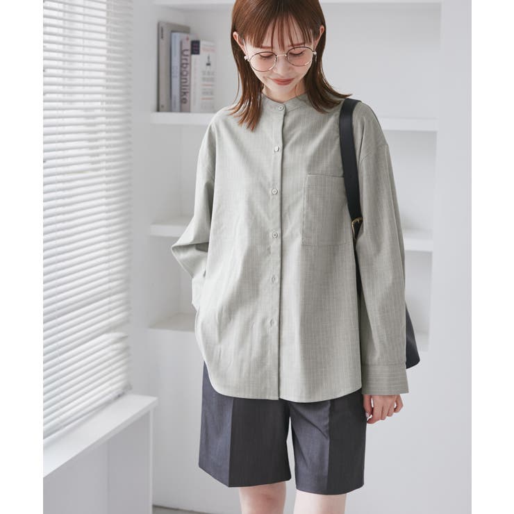 バンドカラーラウンドヘムストライプシャツ/セットアップ対応 | ROPE' PICNIC | 詳細画像10 