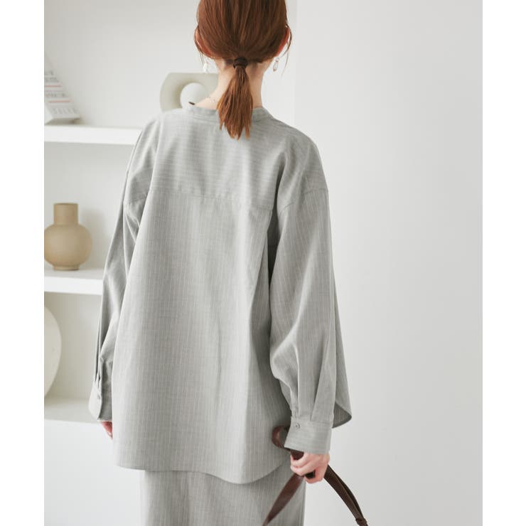 バンドカラーラウンドヘムストライプシャツ/セットアップ対応 | ROPE' PICNIC | 詳細画像16 