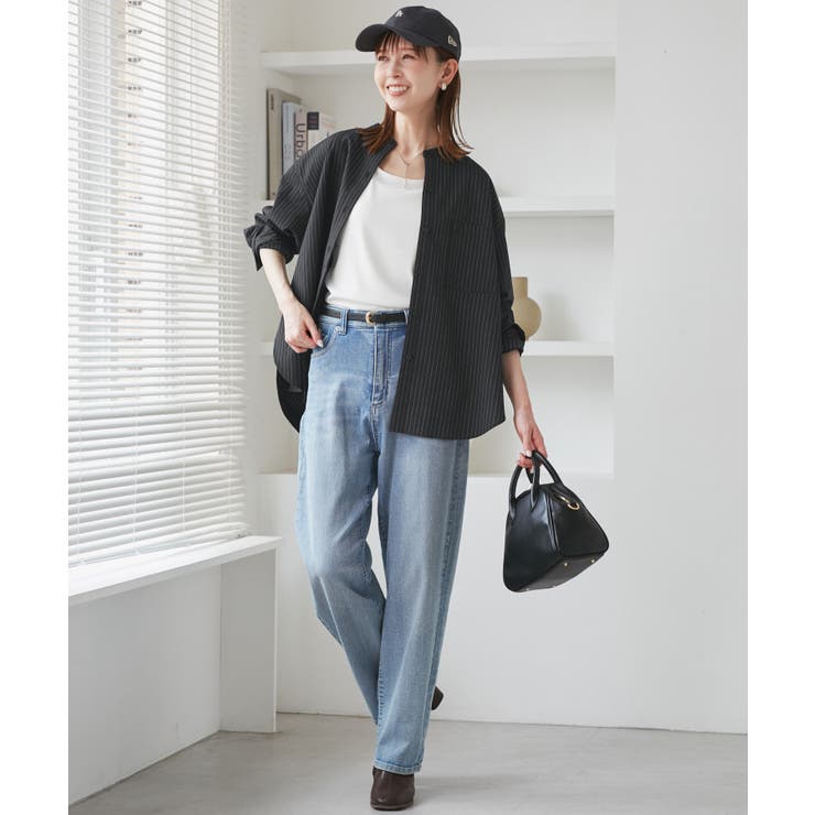 バンドカラーラウンドヘムストライプシャツ/セットアップ対応 | ROPE' PICNIC | 詳細画像18 