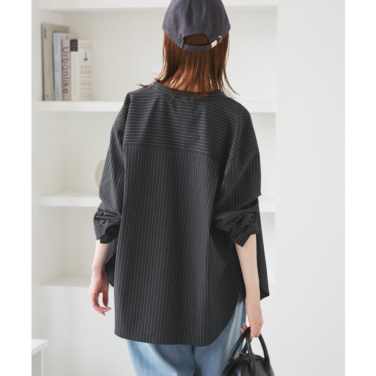 バンドカラーラウンドヘムストライプシャツ/セットアップ対応 | ROPE' PICNIC | 詳細画像21 