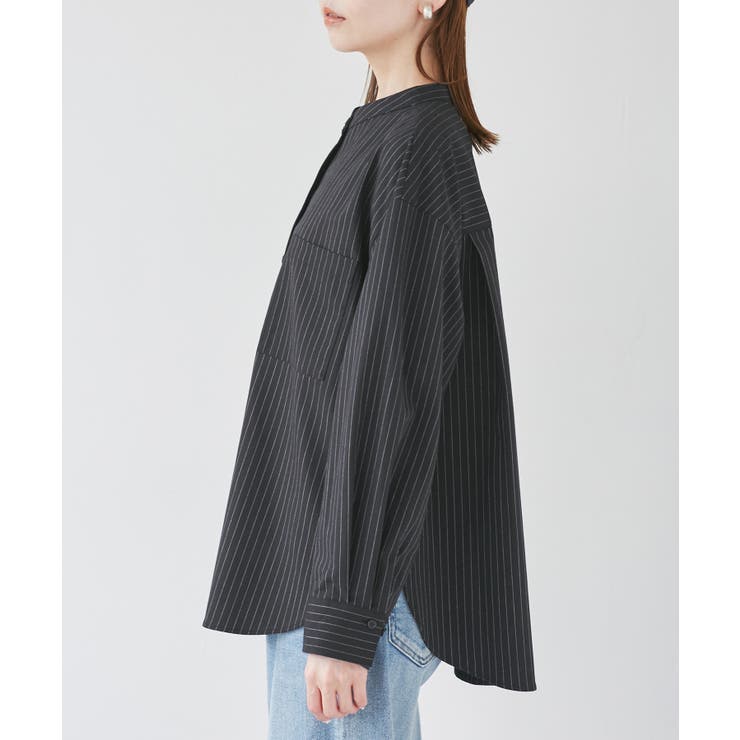 バンドカラーラウンドヘムストライプシャツ/セットアップ対応 | ROPE' PICNIC | 詳細画像24 