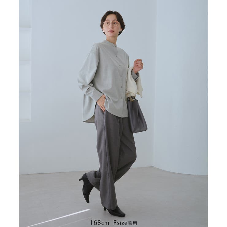 バンドカラーラウンドヘムストライプシャツ/セットアップ対応 | ROPE' PICNIC | 詳細画像3 