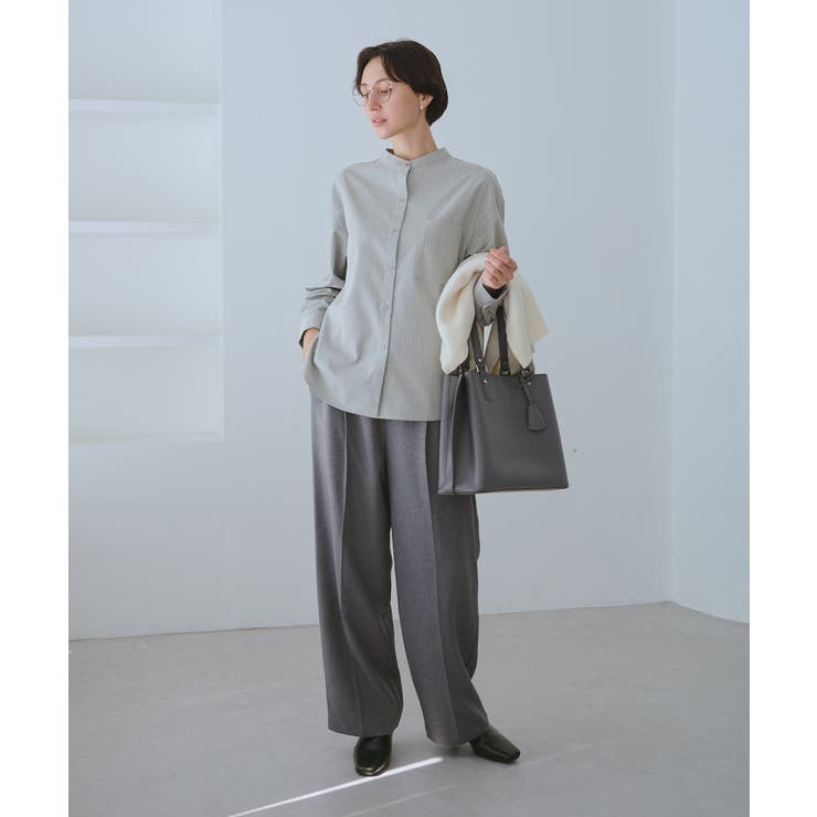 バンドカラーラウンドヘムストライプシャツ/セットアップ対応 | ROPE' PICNIC | 詳細画像4 