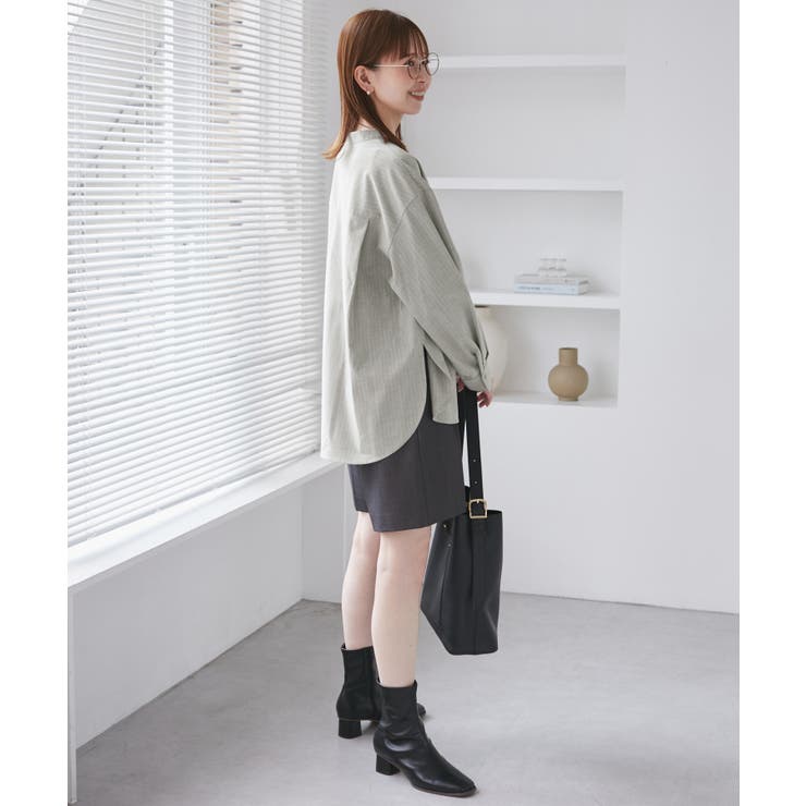 バンドカラーラウンドヘムストライプシャツ/セットアップ対応 | ROPE' PICNIC | 詳細画像7 