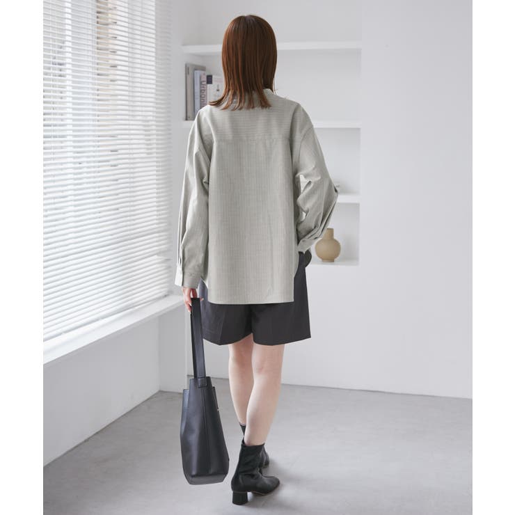 バンドカラーラウンドヘムストライプシャツ/セットアップ対応 | ROPE' PICNIC | 詳細画像8 