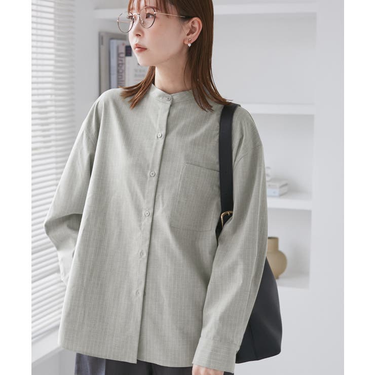 バンドカラーラウンドヘムストライプシャツ/セットアップ対応 | ROPE' PICNIC | 詳細画像9 