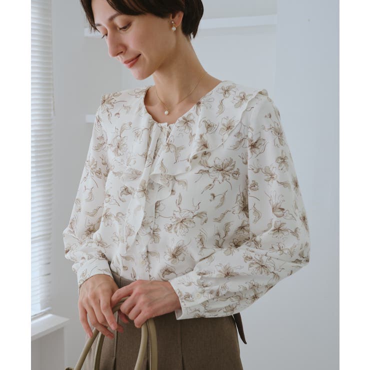 花柄ラッフルデザインブラウス | ROPE' PICNIC | 詳細画像1 