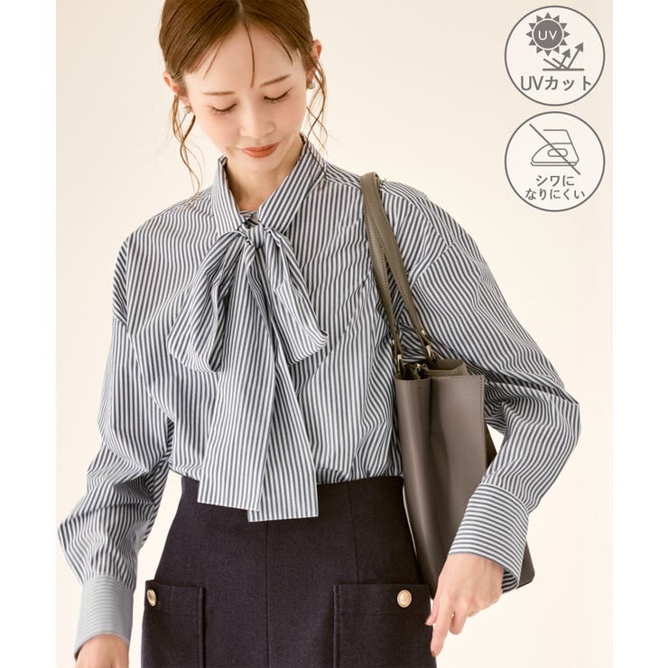 防シワ】ボウタイ付きレギュラーシャツ[品番：RPCW0050635]｜ROPE