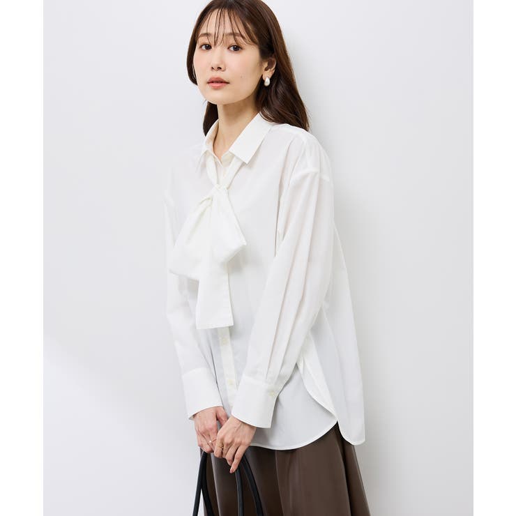 防シワ】ボウタイ付きレギュラーシャツ[品番：RPCW0050635]｜ROPE