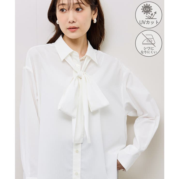 ポニョ⭐︎ 新品　ラウンジドレス　刺繍ウールシャツ　ホワイト Loungedress（ラウンジドレス） ブラウス シャツ ロゴ刺繍シャツ