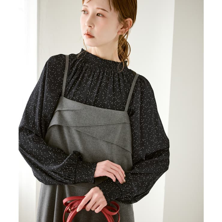 ブラック(01) | シャーリングカラーブラウス/2WAY | ROPE' PICNIC