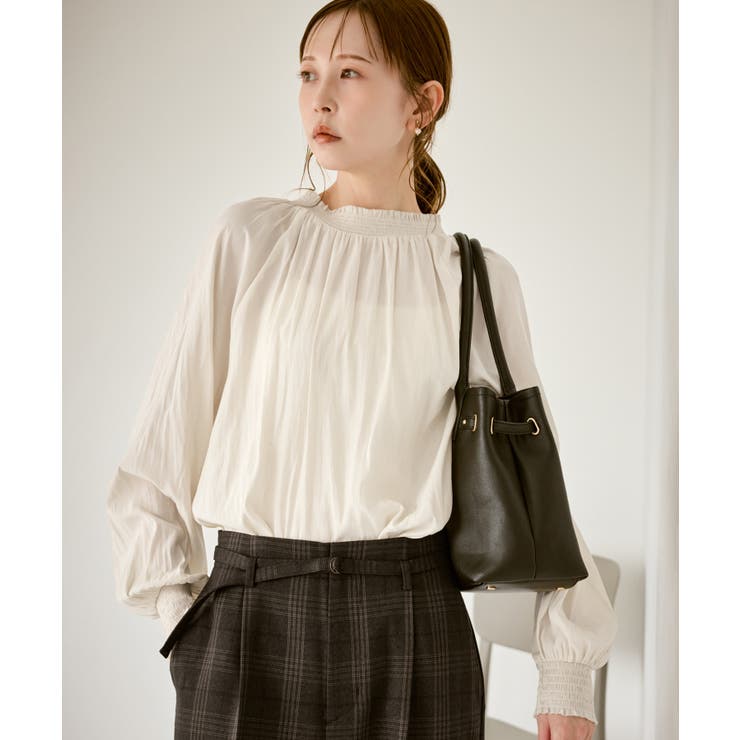 オフホワイト(15) | シャーリングカラーブラウス/2WAY | ROPE' PICNIC