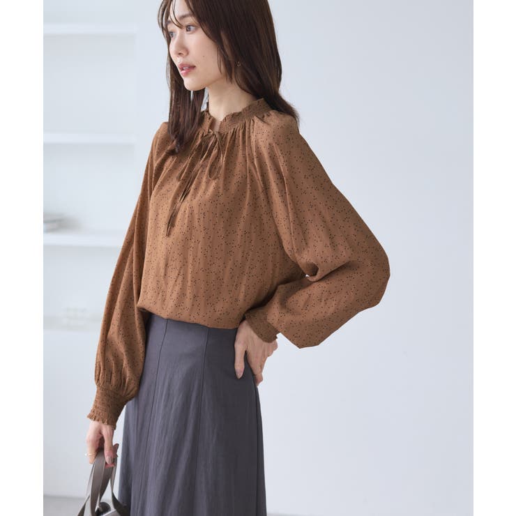 ブラウン系(22) | シャーリングカラーブラウス/2WAY | ROPE' PICNIC