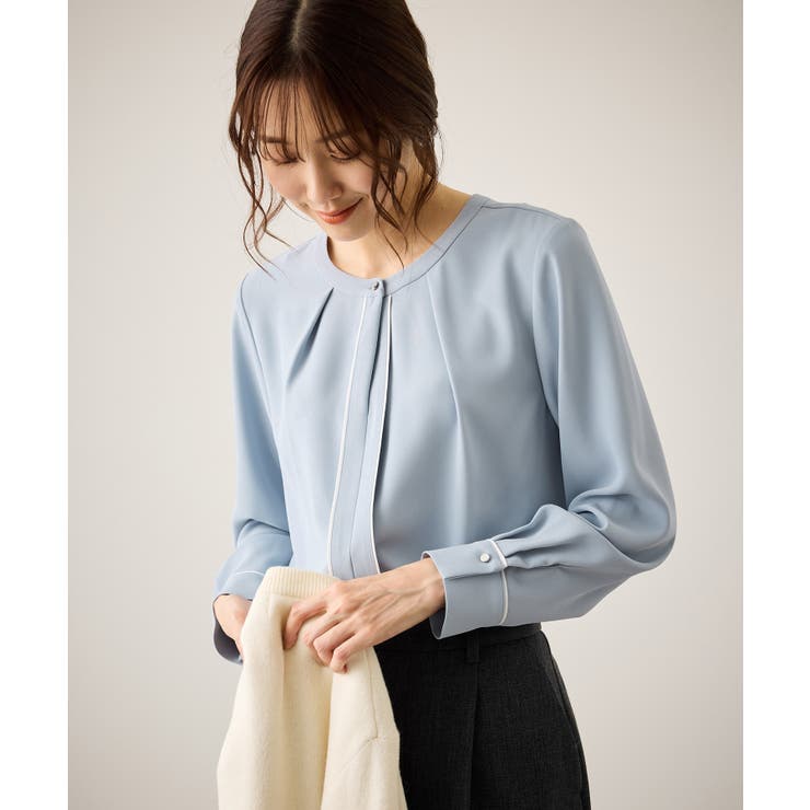 サックス(48) | 配色パイピングブラウス | ROPE' PICNIC