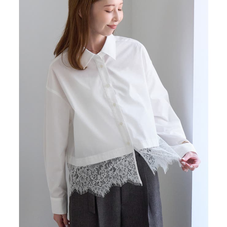 オフホワイト(15) | レイヤード風 レースドッキングシャツ | ROPE' PICNIC