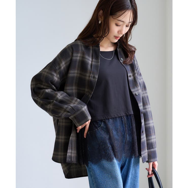 【WEB限定カラー】ロゴ刺繍チェックネルシャツ/2WAY | ROPE' PICNIC | 詳細画像1 