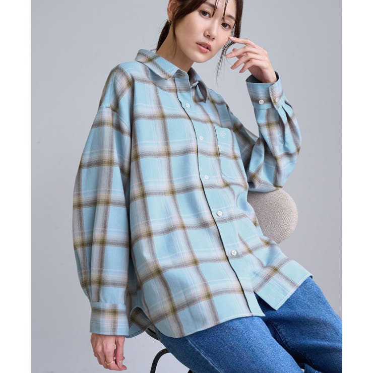 サックス(48) | 【WEB限定カラー】ロゴ刺繍チェックネルシャツ/2WAY | ROPE' PICNIC
