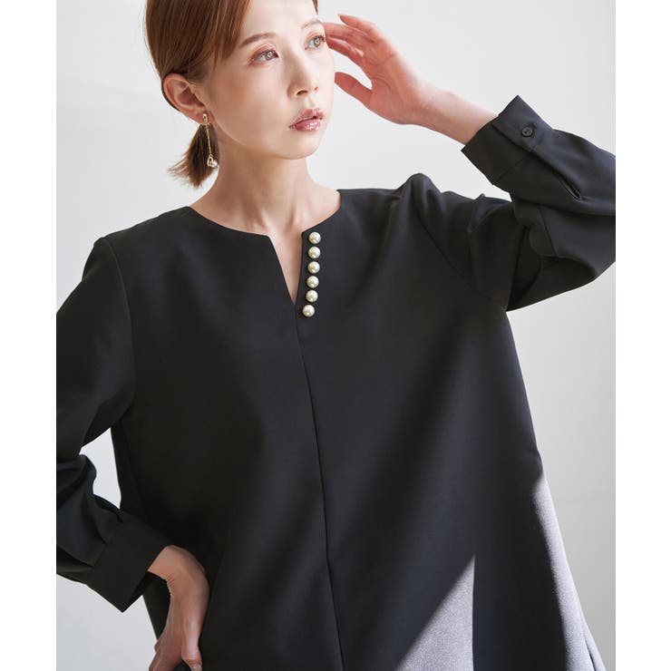 ネイビー(40) | 【WEB限定】フロントパールブラウス | ROPE' PICNIC