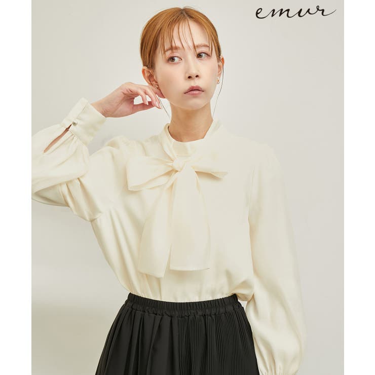 emur/エミュール】2WAY/オーガンジーボウタイブラウス[品番