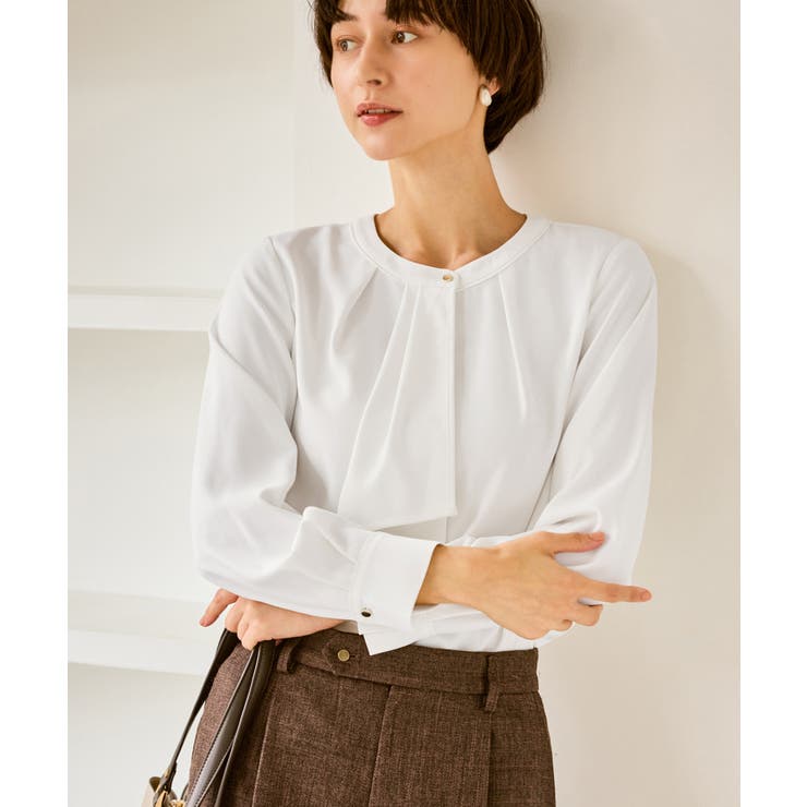 ホワイト(10) | 【WEB限定】配色ボウタイ風ブラウス | ROPE' PICNIC