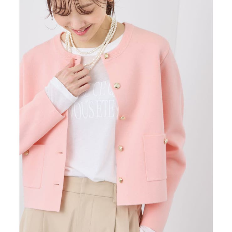 【新品】ロージーモンスター  リブニット カーディガン ピンク フロントリボンモヘアニットカーディガン｜INGNI(イング) 公式通販