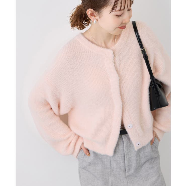 ローズピンク(64) | fluffy knitフラッフィーニット ふわふわMIXフェザーニットカーディガ… | ROPE' PICNIC