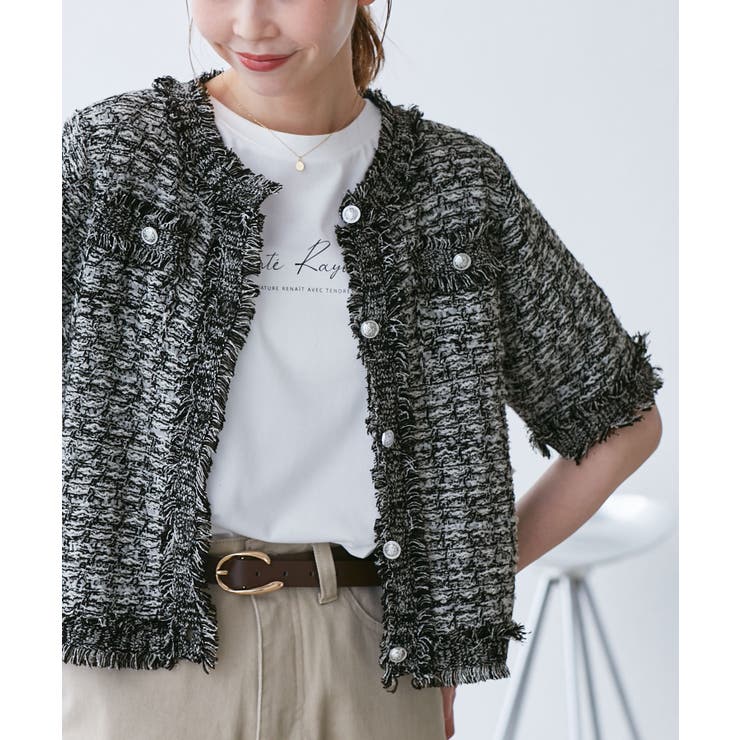 【サマー・ツイード】ハーフスリーブカーディガン | ROPE' PICNIC | 詳細画像1 