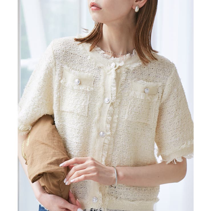 キナリ(16) | 【サマー・ツイード】ハーフスリーブカーディガン | ROPE' PICNIC