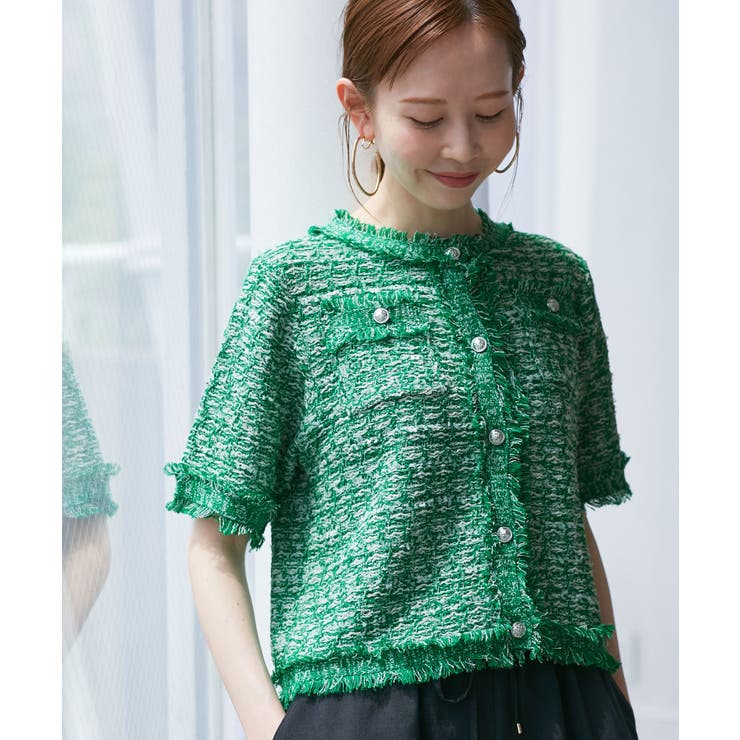 グリーン(30) | 【サマー・ツイード】ハーフスリーブカーディガン | ROPE' PICNIC