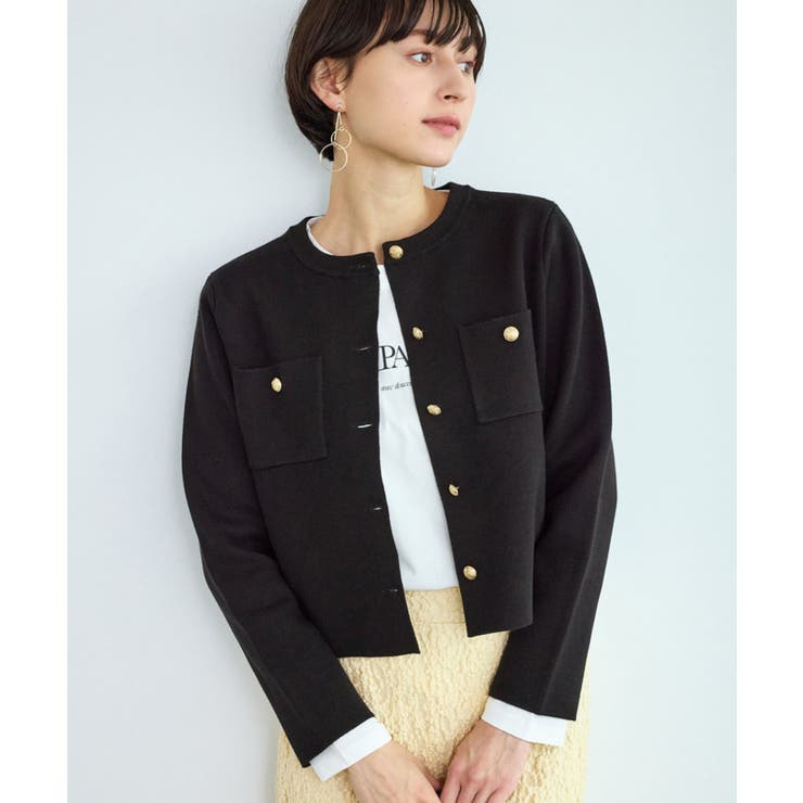 ブラック系(03) | ミラノリブ金ボタンニットカーディガン | ROPE' PICNIC