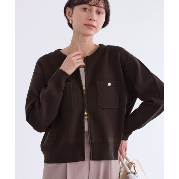 ブラウン(20) | ミラノリブダブルジップニットカーディガン | ROPE' PICNIC