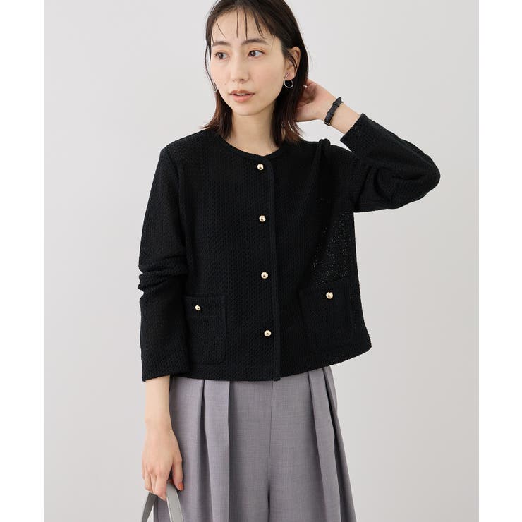 ネイビー(40) | 透かし編み金釦カットカーディガン | ROPE' PICNIC