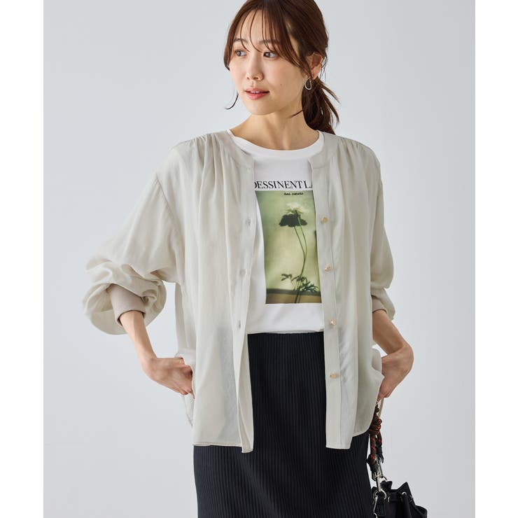 布帛シアーカーディガンブラウス | ROPE' PICNIC | 詳細画像12 