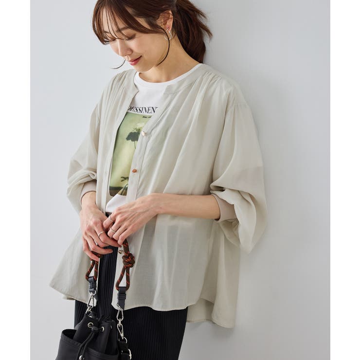 布帛シアーカーディガンブラウス | ROPE' PICNIC | 詳細画像13 