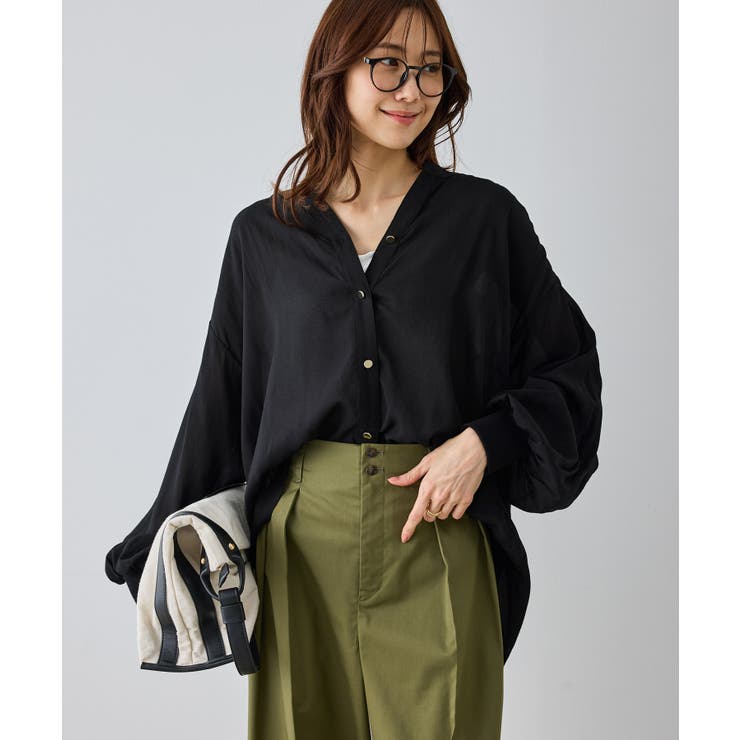 ブラック(01) | 布帛シアーカーディガンブラウス | ROPE' PICNIC